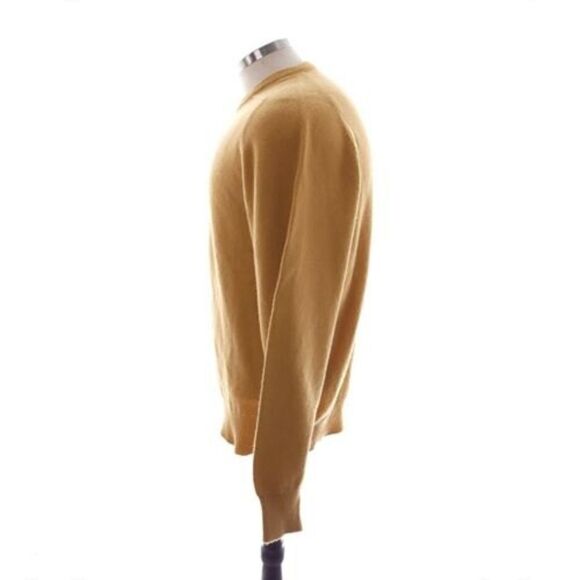 Alan Paine Mens Medium Mustard Long Sleeve Pullover Lamb Wool Crew Neck Sweater - Picture 3 of 9